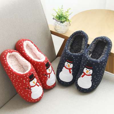 Wholesale Closed Toe Christmas Soft Lady Rubber Non-slip Soft Warm House Slippers Indoor Bedroom Lovers Couples Floor Shoes