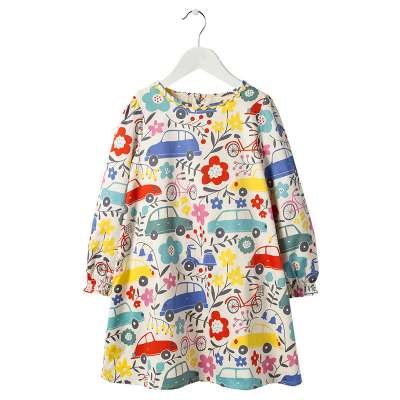 XZ Autumn new European-American brand girl skirt girlundefineds cotton long-sleeved dress lovely printed princess skirt