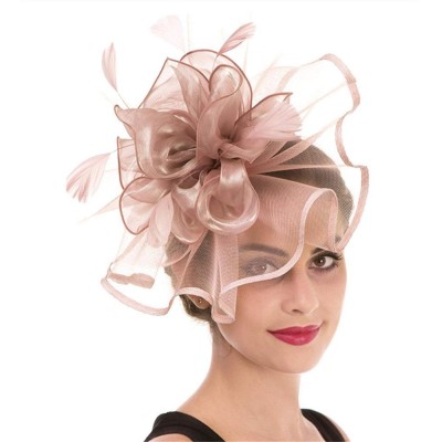 Fascinator  Feather Mesh Flower on a Headband and a Clip Royal Tea Party Derby Headwear for Girls and Women